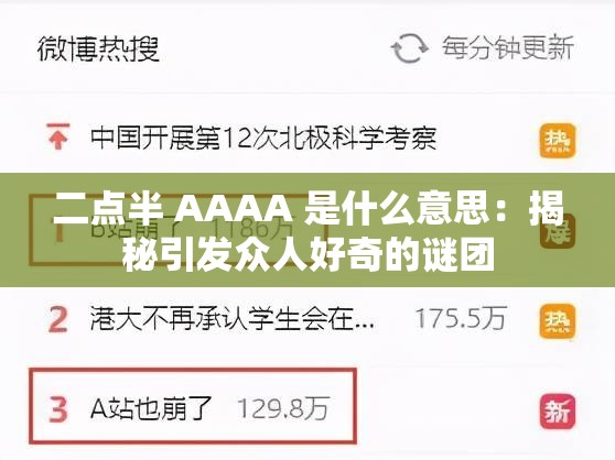 二点半 AAAA 是什么意思：揭秘引发众人好奇的谜团