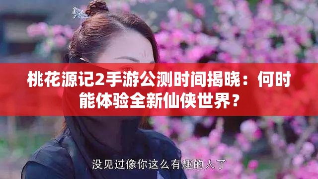 桃花源记2手游公测时间揭晓：何时能体验全新仙侠世界？