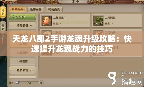 天龙八部2手游龙魂升级攻略：快速提升龙魂战力的技巧